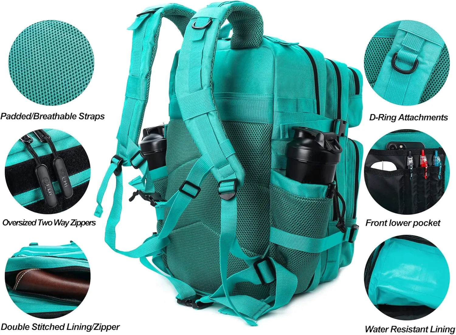 LHI Military Tactical Backpack for Men and Women 45L Army 3 Days Assault Pack Bag Large Rucksack with Molle System