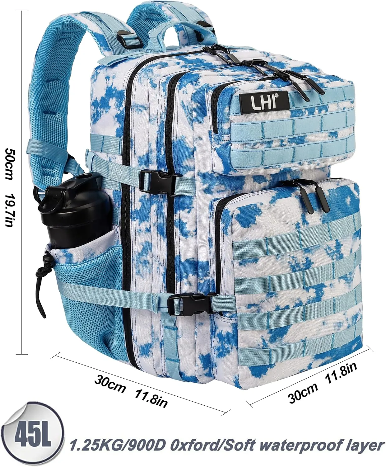 LHI Military Tactical Backpack for Men and Women 45L Army 3 Days Assault Pack Bag Large Rucksack with Molle System
