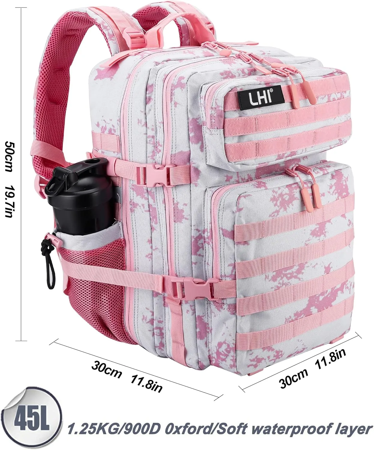 LHI Military Tactical Backpack for Men and Women 45L Army 3 Days Assault Pack Bag Large Rucksack with Molle System