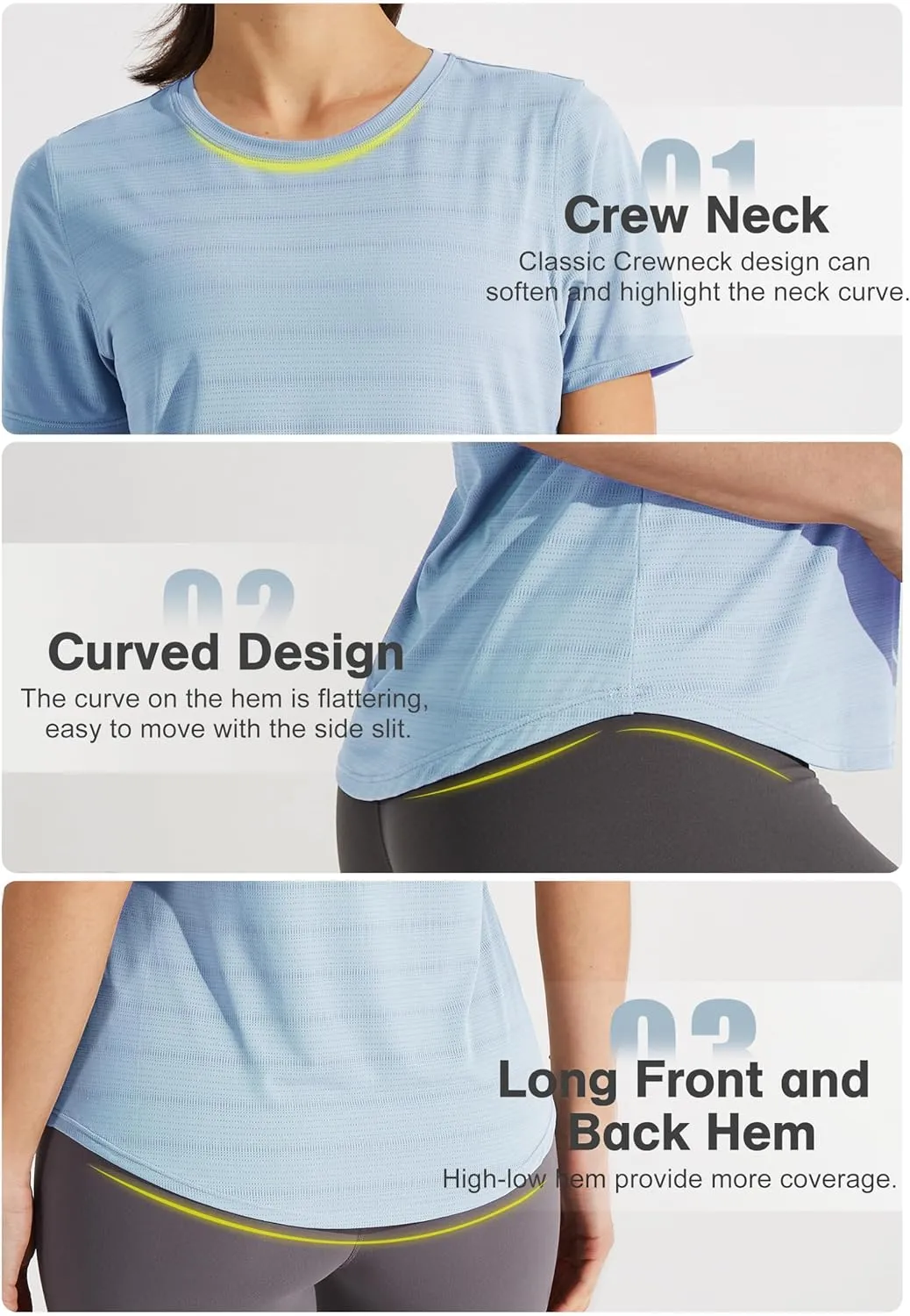 Libin Women's Workout T Shirts Short Sleeve Gym Running Athletic Tops Quick Dry Crewneck Yoga Shirts