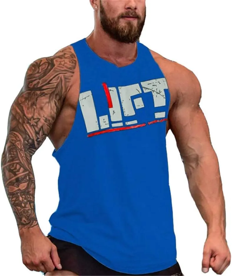 Lift Men's Bodybuilding Gym Tank Tops Workout Stringer Sleeveless Shirts Vest Cotton