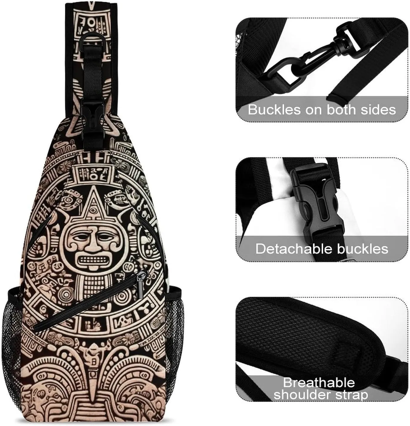 Lightweight Chest Bag Crossbody Bag Mayan Calendar End of The World Sling Backpack for Women Men Sports Travel