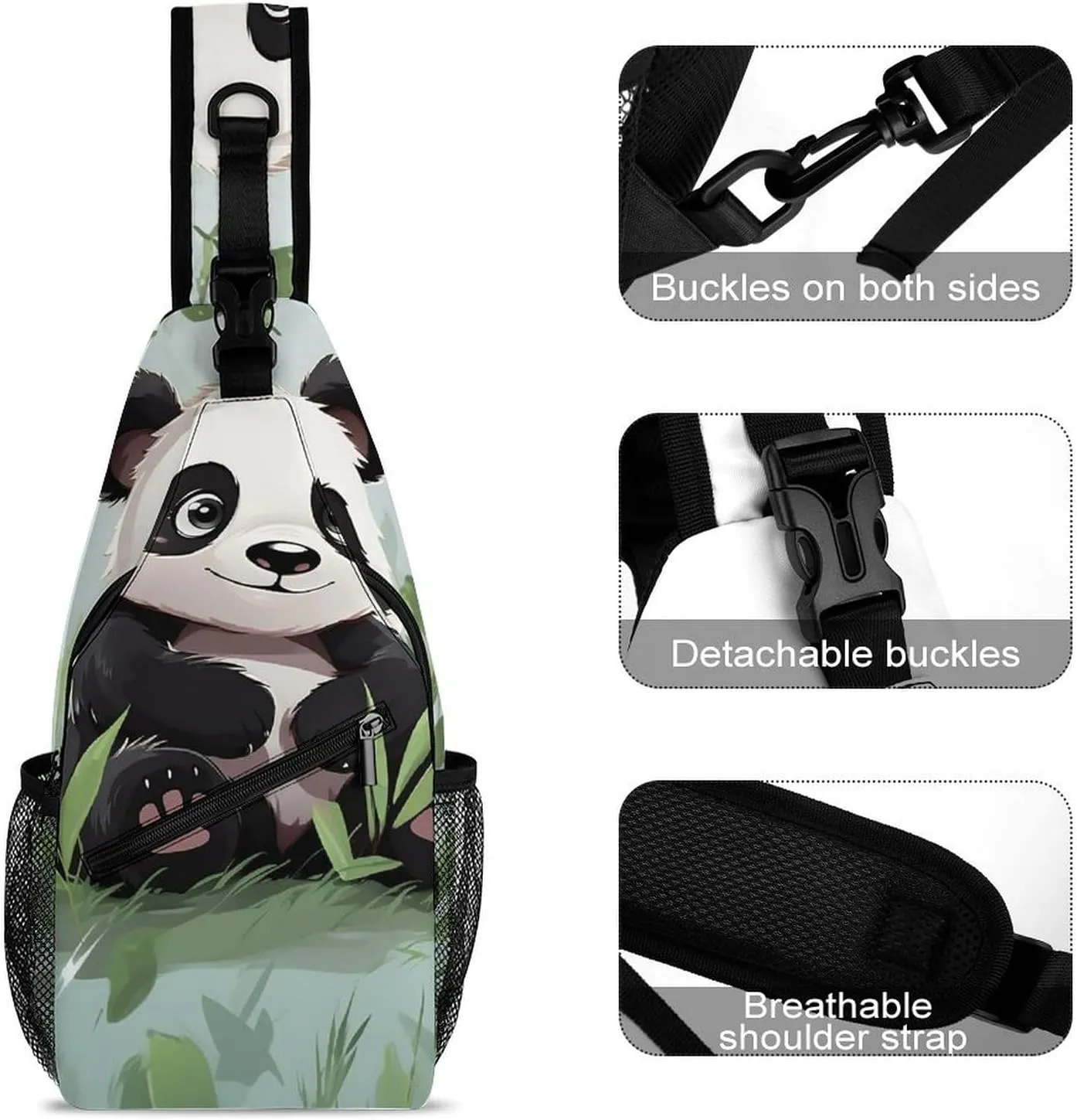 Lightweight Chest Bag Crossbody Bag Panda Sling Backpack for Women Men Sports Travel
