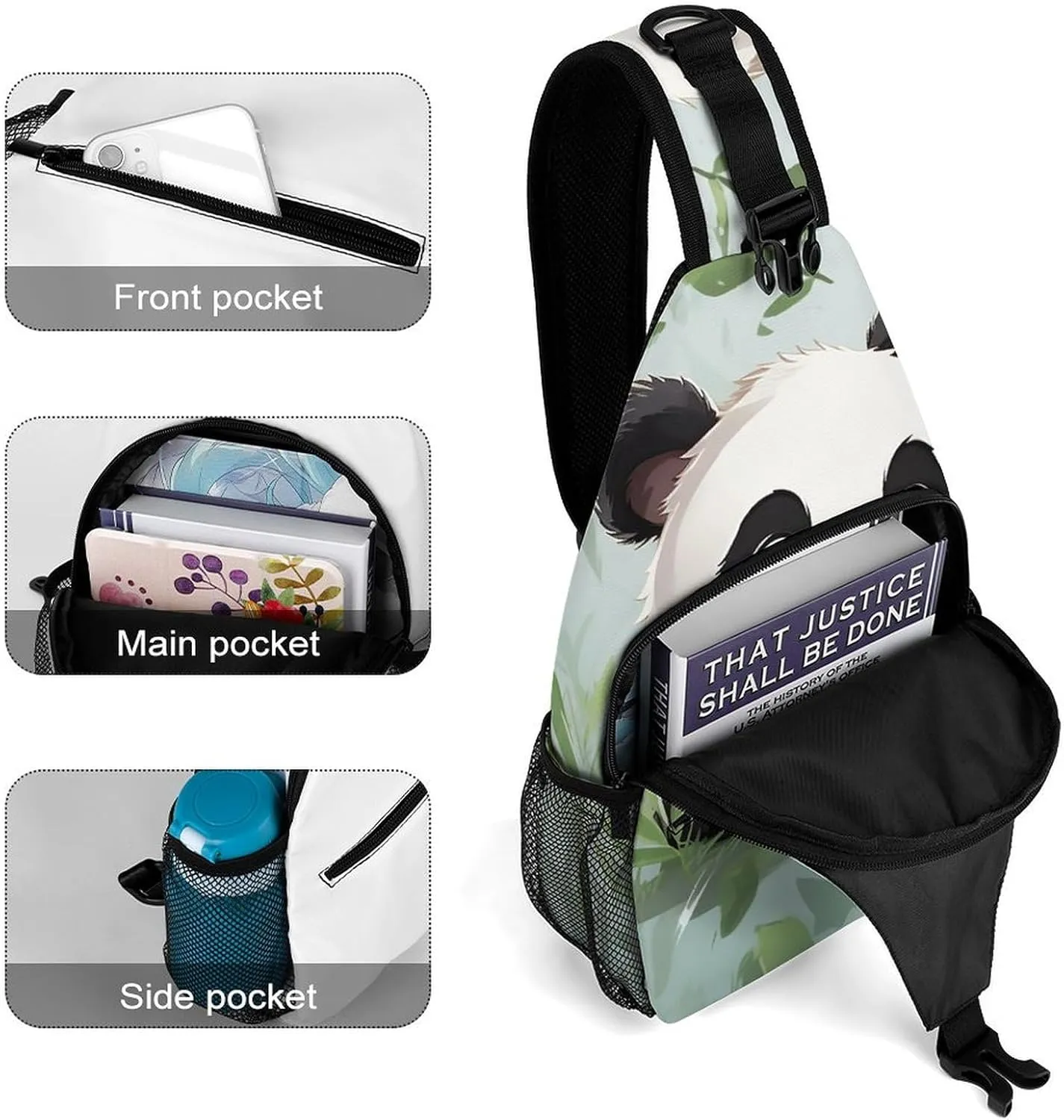 Lightweight Chest Bag Crossbody Bag Panda Sling Backpack for Women Men Sports Travel