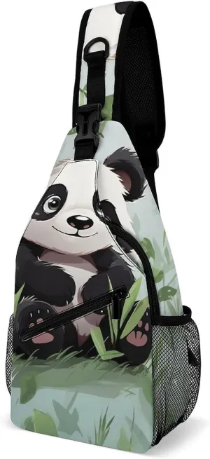 Lightweight Chest Bag Crossbody Bag Panda Sling Backpack for Women Men Sports Travel
