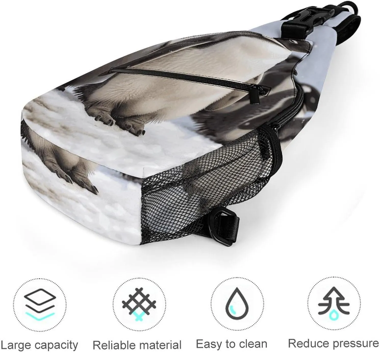 Lightweight Chest Bag Crossbody Bag Young Penguins With Snow Sling Backpack for Women Men Sports Travel