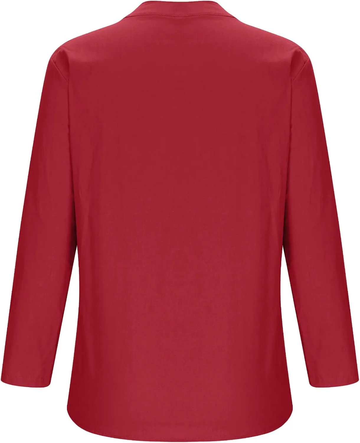 Linen Button Up Shirts for Women Plus Size Long Sleeve v Neck Summer Tops Loose Fit Dressy Casual Solid Blouses