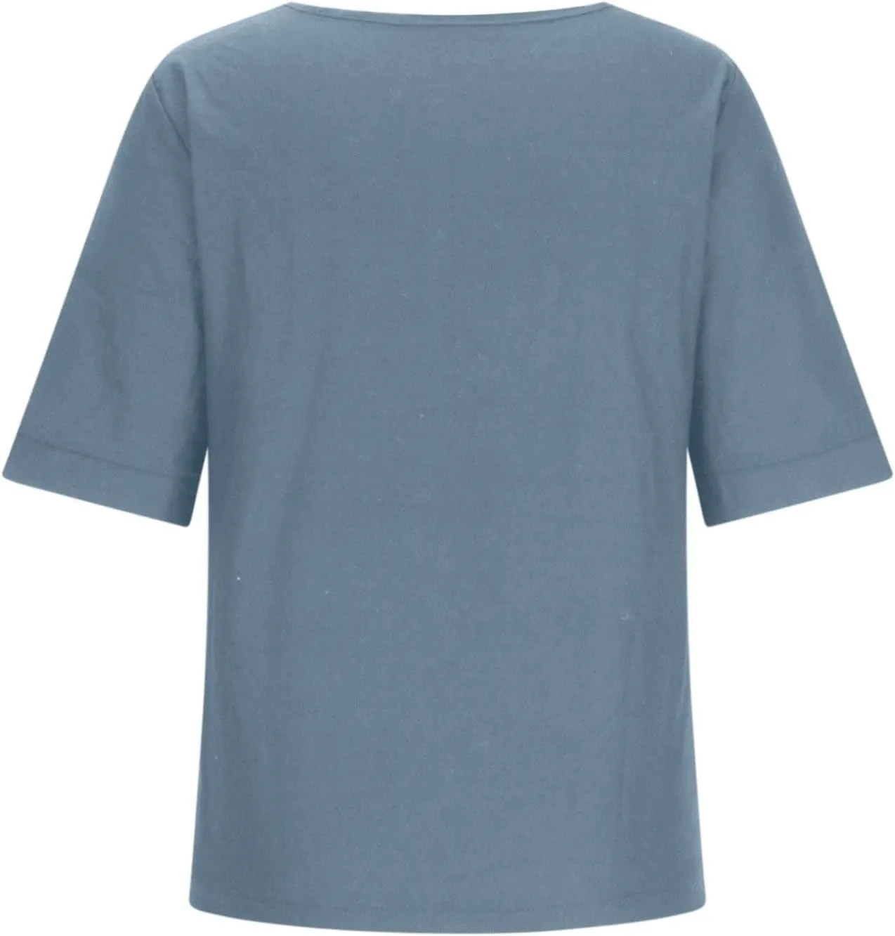 Linen Tops for Women Summer Loose Fit Crewneck Button Down Blouse Shirts Dressy Casual Short Sleeve Clothes