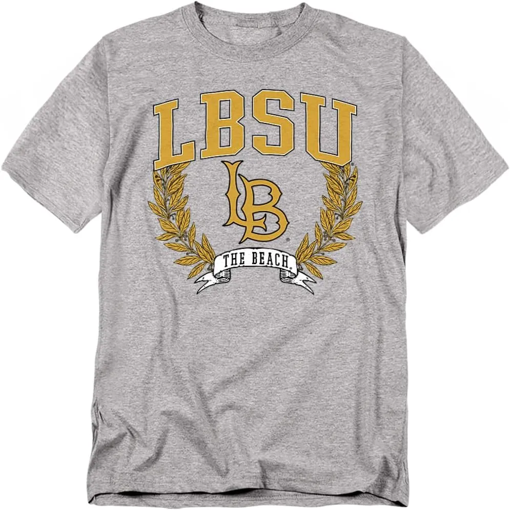 LOGOVISION California State University Long Beach Laurels Dark Unisex Adult T Shirt, Athletic Heather, 2X-Large