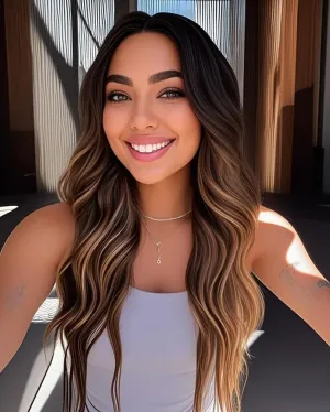 Long Brown Blonde Highlights Wigs for Women 26inch Wavy Curly Wig Natural Looking Middle Part Synthetic Heat Resistant Hair Replacement Wigs for Daily
