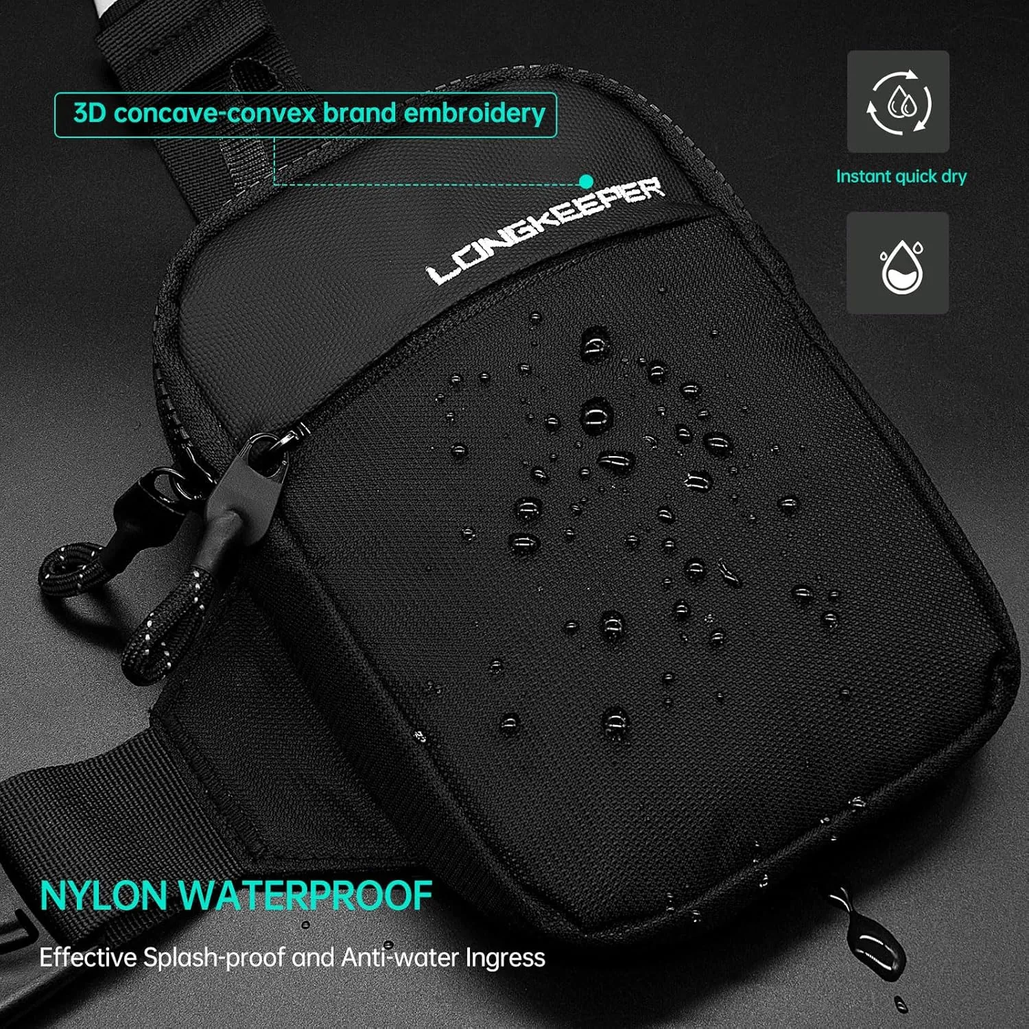 Long Keeper Mini Sling Bag - Men Women Small Waterproof Crossbody Bag Casual Phone Chest Bag for Travelling Hiking