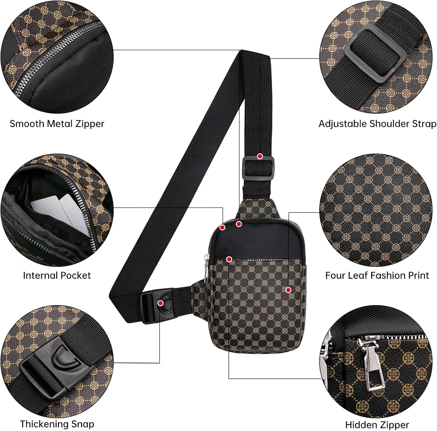 Long Keeper Mini Sling Bag - Women Men Vegan Leather Crossbody Phone Bag Waterproof Travel Running Chest Bag Casual Daypack