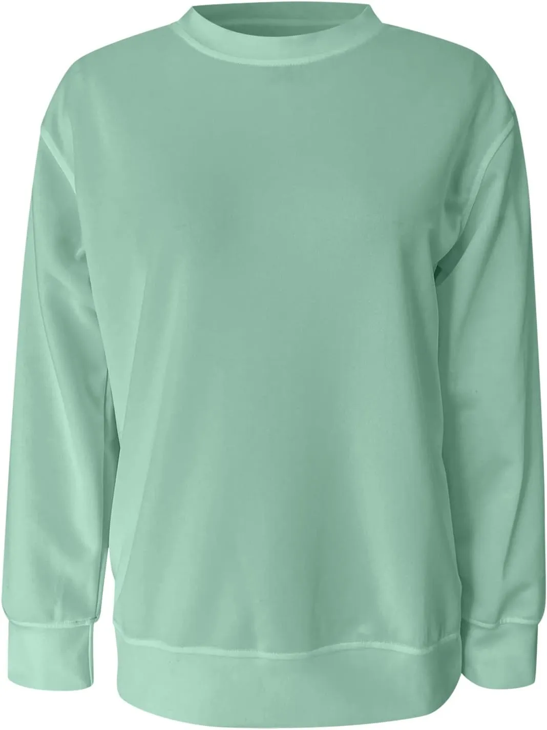 Long Sleeve Shirts for Women Oversized Crewneck Sweatshirt Casual Solid Color Pullover Blouse Loose Spring Tops 2024