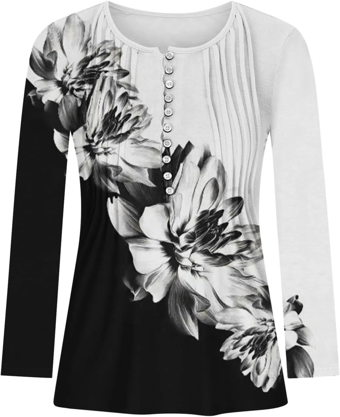 Long Sleeve Tunic Tops for Women Trendy 2023 Vintage Floral Print Button Down Shirts Casual Loose Comfy Fall Blouse