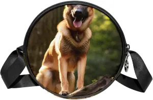 Long Strap Crossbody Bag, Round, Shoulder Bag for Women, German Shepherd Dog