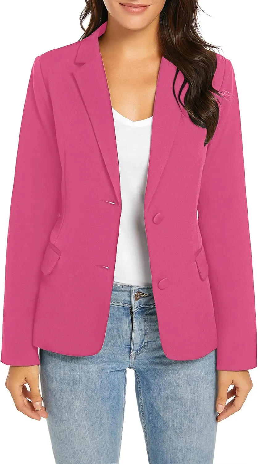 LookbookStore Womens Notched Lapel Pockets Button Work Office Blazer Jacket Suit