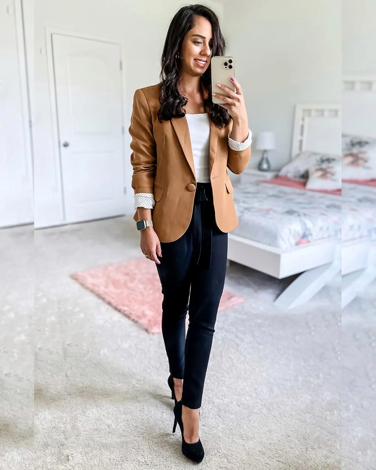 LookbookStore Womens Notched Lapel Pockets Button Work Office Blazer Jacket Suit