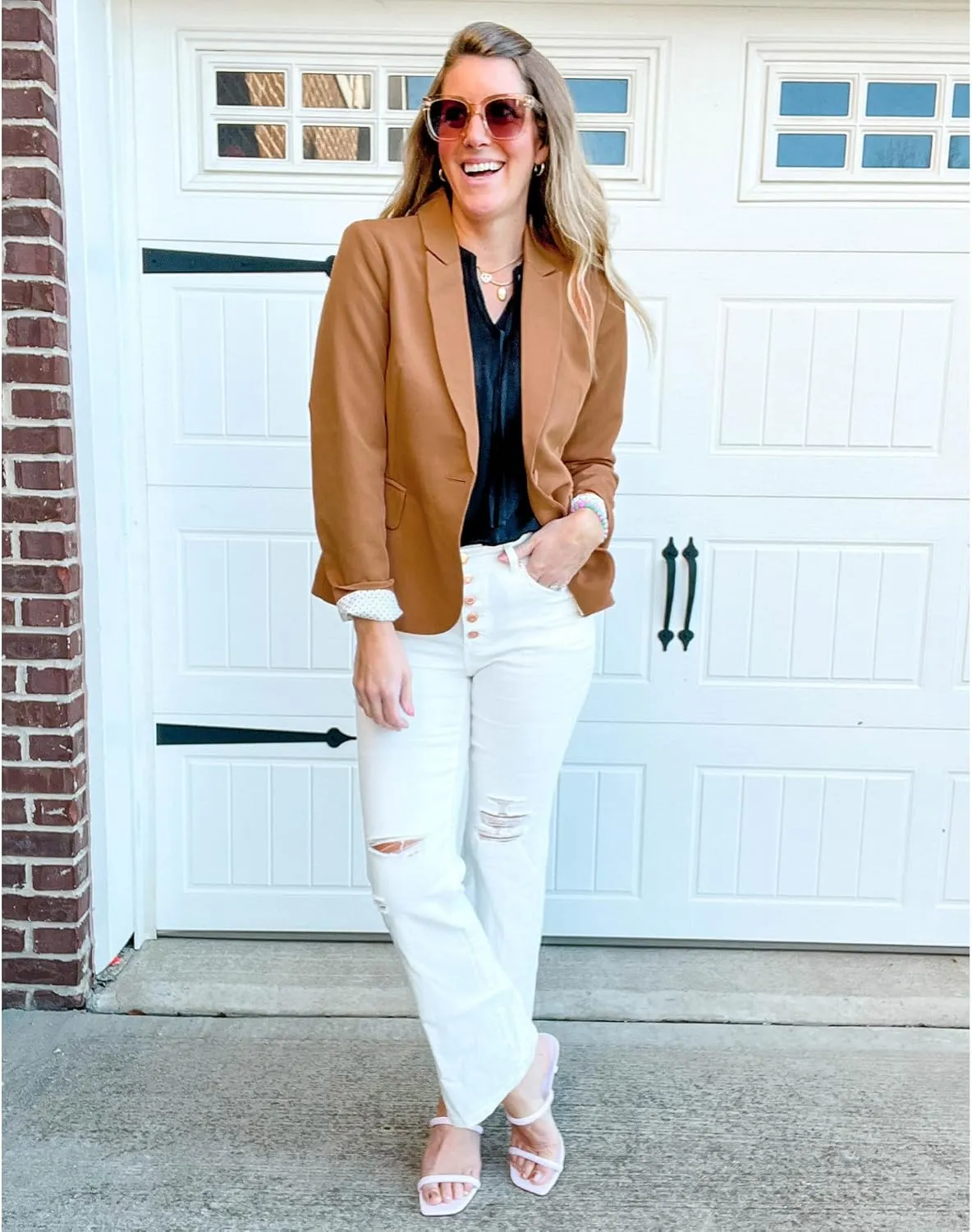 LookbookStore Womens Notched Lapel Pockets Button Work Office Blazer Jacket Suit