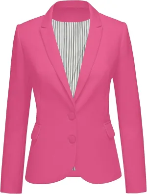LookbookStore Womens Notched Lapel Pockets Button Work Office Blazer Jacket Suit