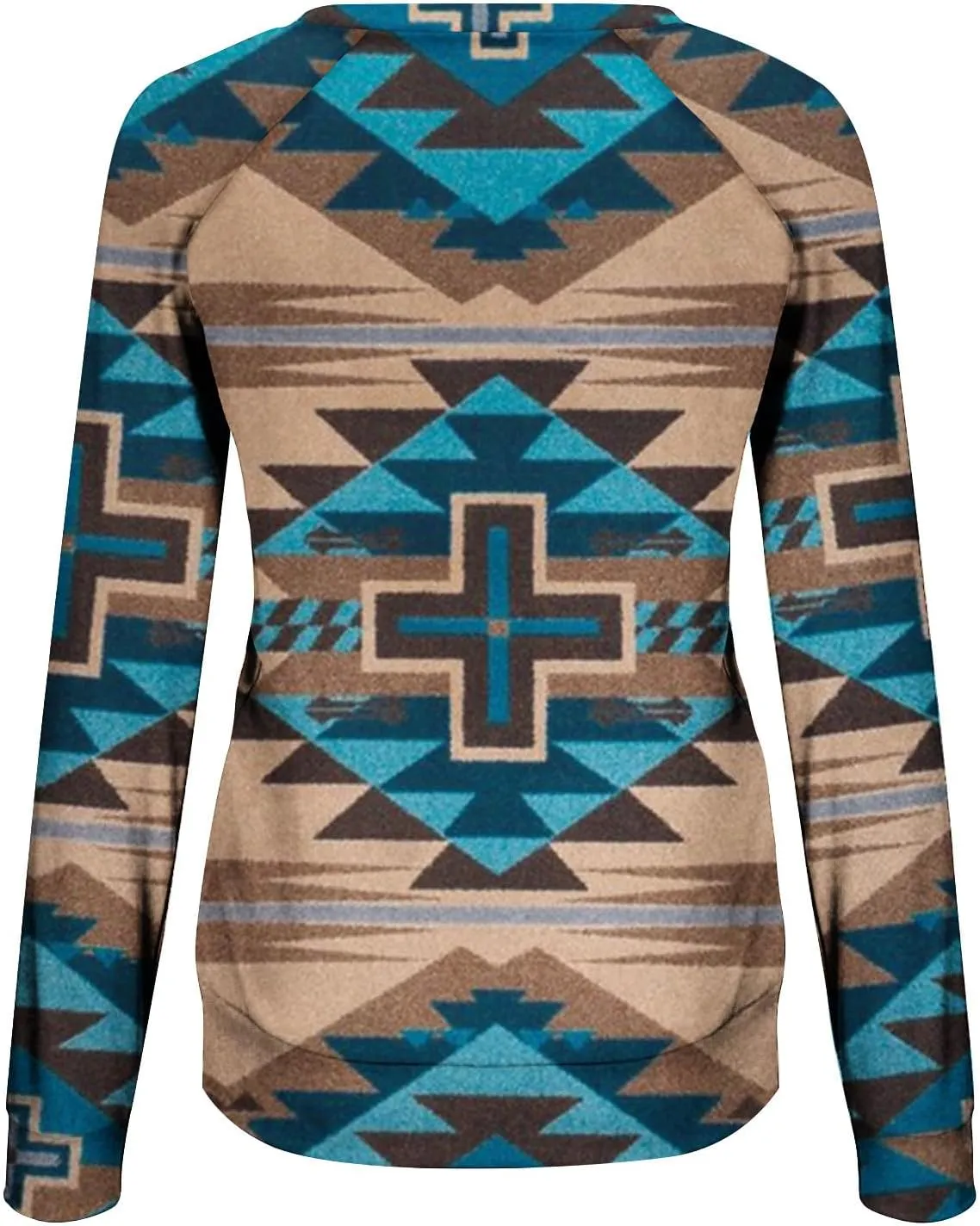 Loose Fitting Long Sleeve Tops for Women Aztec Ethnic Print Graphic Tee Shirts Casual Dressy Crewneck Sweatshirts