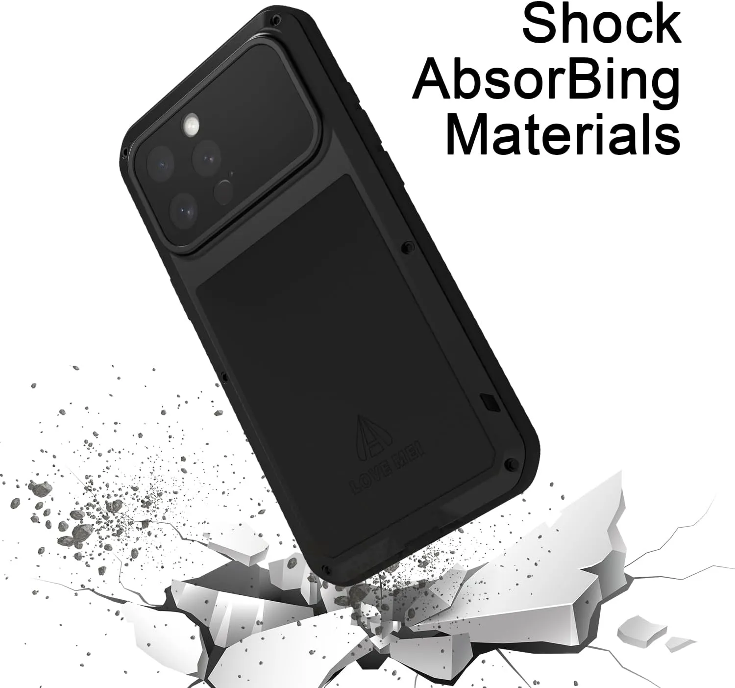 LOVE MEI for iPhone 16 Pro Max Case, Heavy Duty Rugged Full Body Protection Military Armor Bumper Aluminum Metal Dust/Shockproof Case with Tempered Glass (Red)