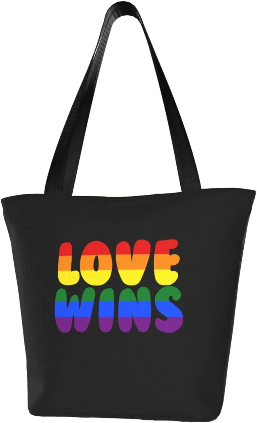 Love Wins Pride Flag LGBT Women'S Casual One Shoulder Carry Shopping Bag Large Capacity Working Storage Handbag