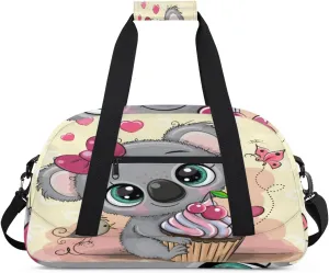 Lovely Koala Gym Duffel Bag for Men Women Cupcake Sports Tote Bag with Adjustable Shoulder Strap for Dance Gymnastics Traveling Outdoor Camping Overnight Stay