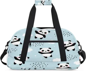 Lovely Panda Gym Duffel Bag for Men Women Clouds Rain Sports Tote Bag with Adjustable Shoulder Strap for Dance Gymnastics Traveling Outdoor Camping Overnight Stay