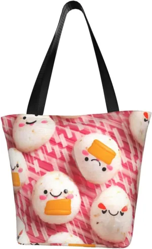 Lovely Rice Ball printed Shoulder bag Canvas Shopping Bag Fashion Handbag