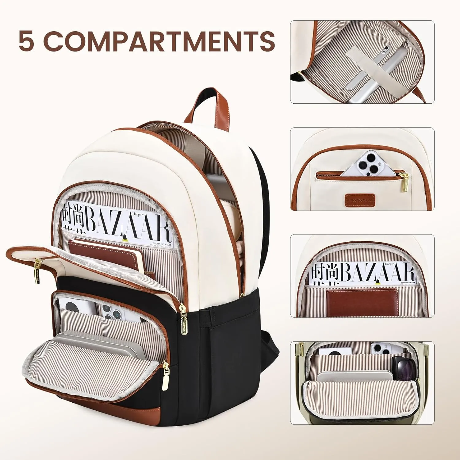 LOVEVOOK 15.6 inch Laptop Backpack - Versatile Work and Computer Backpack for Men and Women, Durable and Stylish Design