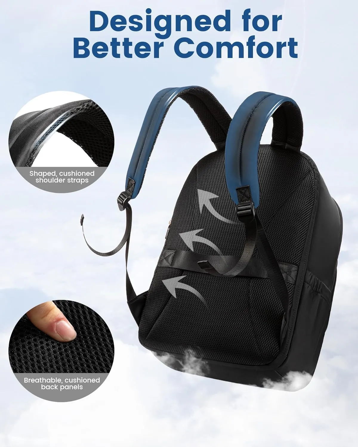 LOVEVOOK Laptop Backpack for Women, 15.6 Inch Work Backpack Purse, Large Capacity Stylish Daypack, Business Computer Bag, Travel Backpack for College, Black