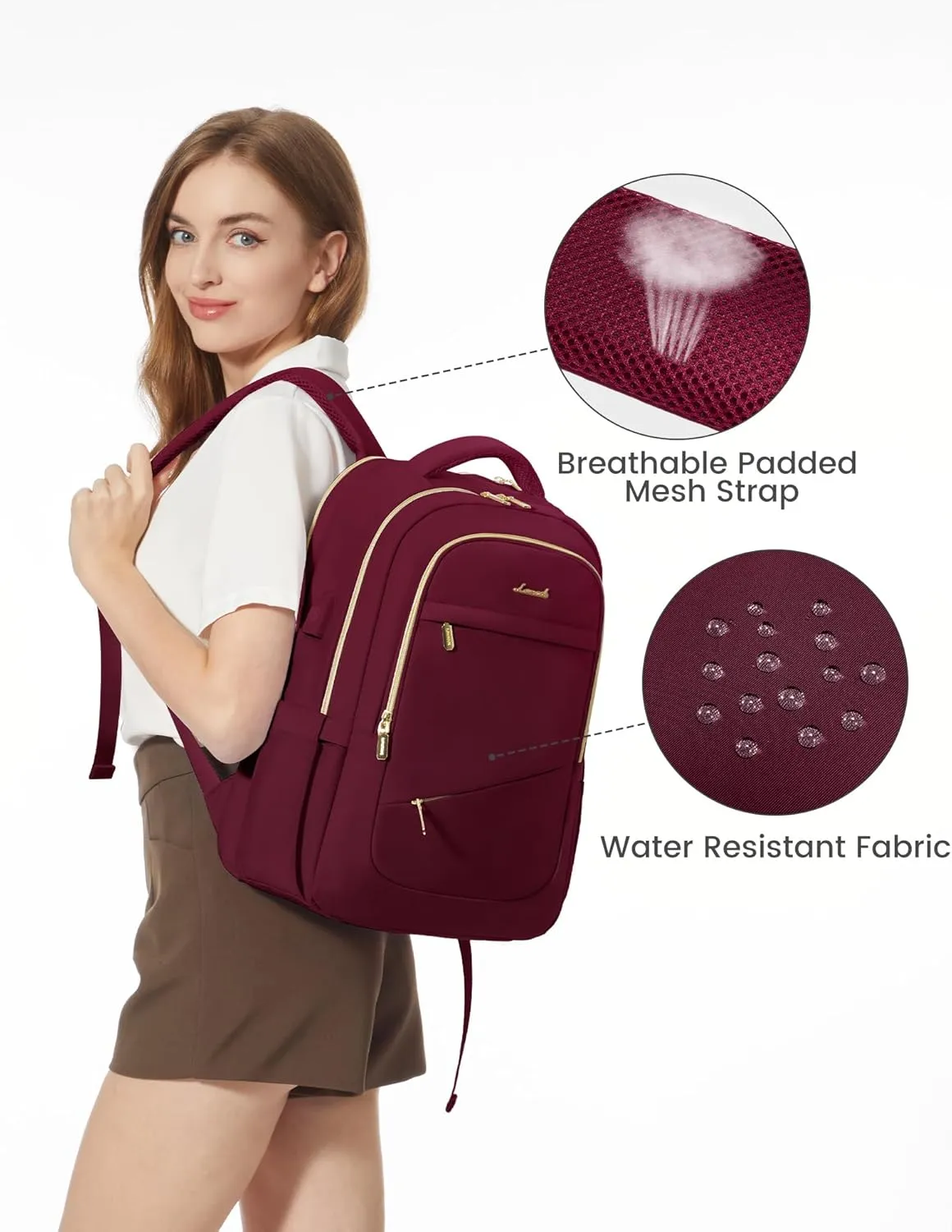 LOVEVOOK Laptop Backpack for Women, Slim Business Laptops Bag with Separate Computer Compartment Stylish Daypack for College Work Travel, Fits 15.6" Laptop