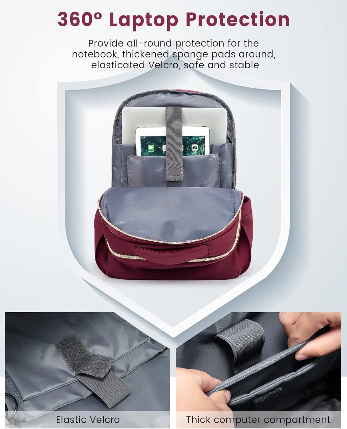 LOVEVOOK Laptop Backpack for Women, Slim Business Laptops Bag with Separate Computer Compartment Stylish Daypack for College Work Travel, Fits 15.6" Laptop