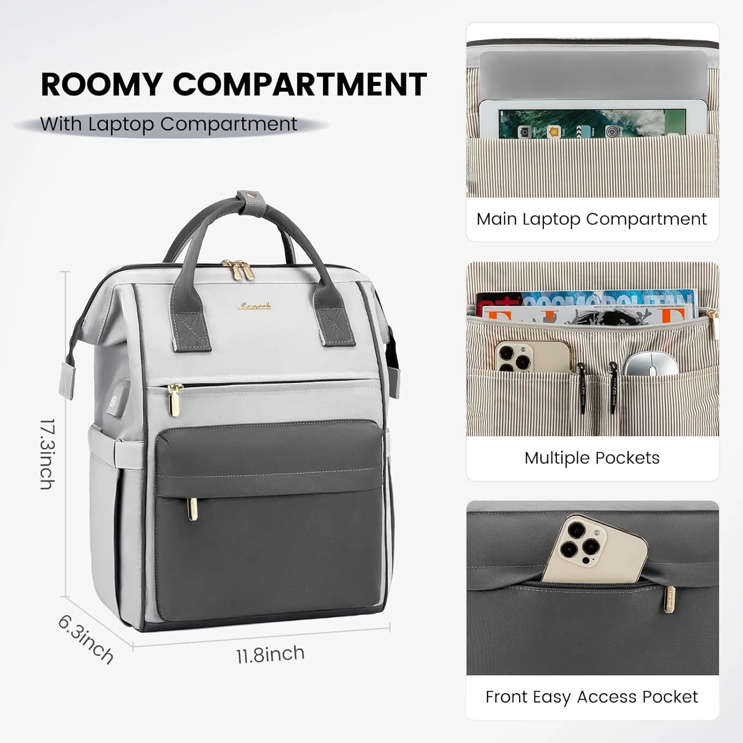LOVEVOOK Laptop Backpack for Women,15.6 Inch Work Teacher Nurse Bag,Business Computer Backpack Purse with USB Port,Stylish Casual Daypack for Travel