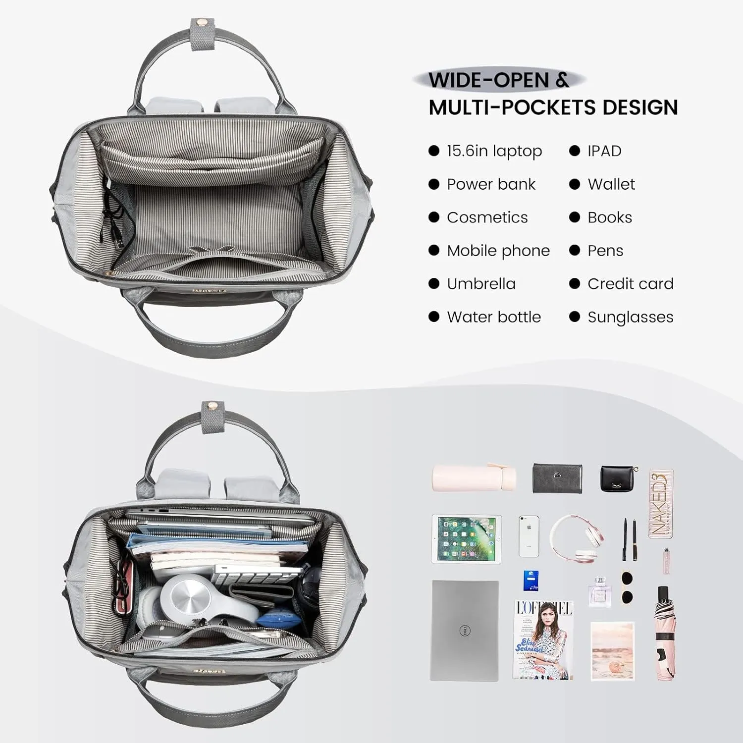 LOVEVOOK Laptop Backpack for Women,15.6 Inch Work Teacher Nurse Bag,Business Computer Backpack Purse with USB Port,Stylish Casual Daypack for Travel