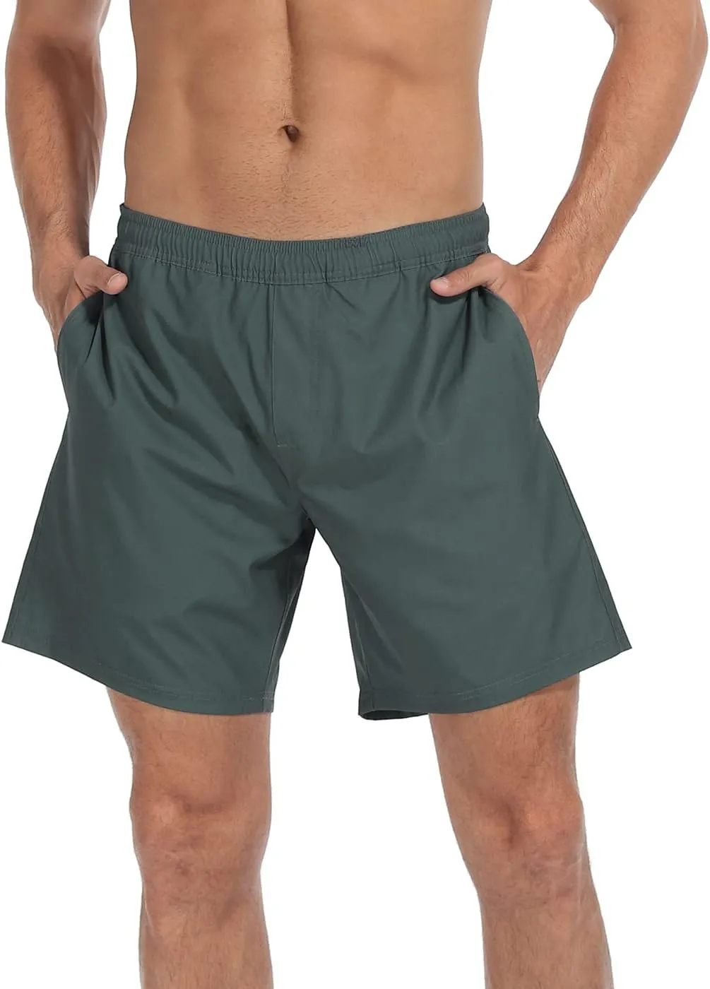 LRD Mens Athletic Workout Shorts with Compression Liner 7 inch Inseam