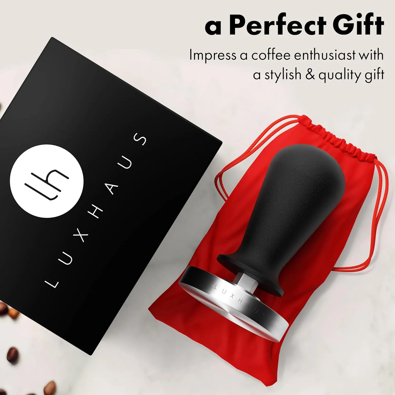 LuxHaus Espresso Tamper - 58mm Calibrated Coffee Tamper for Espresso Machine with Spring Loaded 100% Flat Stainless Steel Base