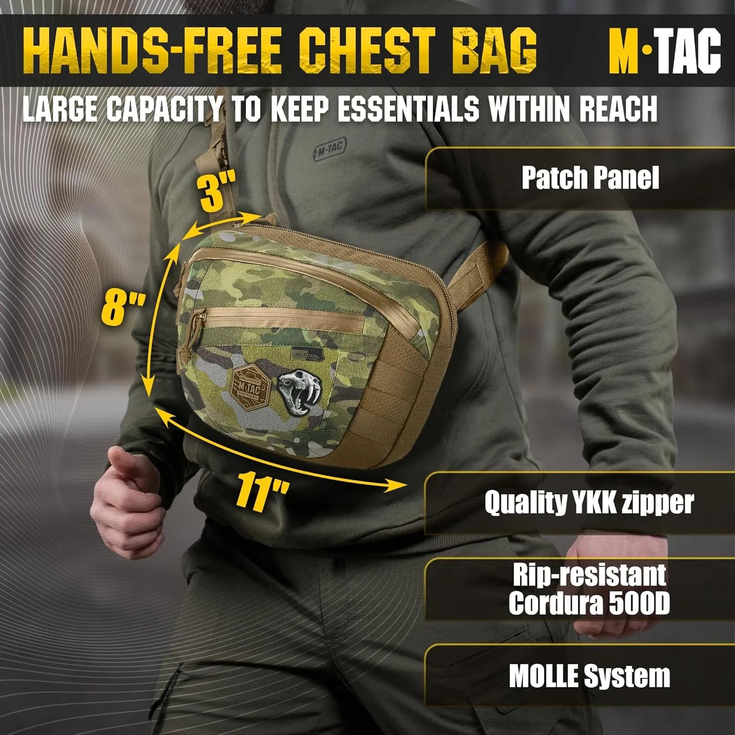 M-Tac Elite Sphaera Large Bag Gen 2 -Tactical Shoulder Bag - Conceal Carry Chest Sling Pack CCW Bag