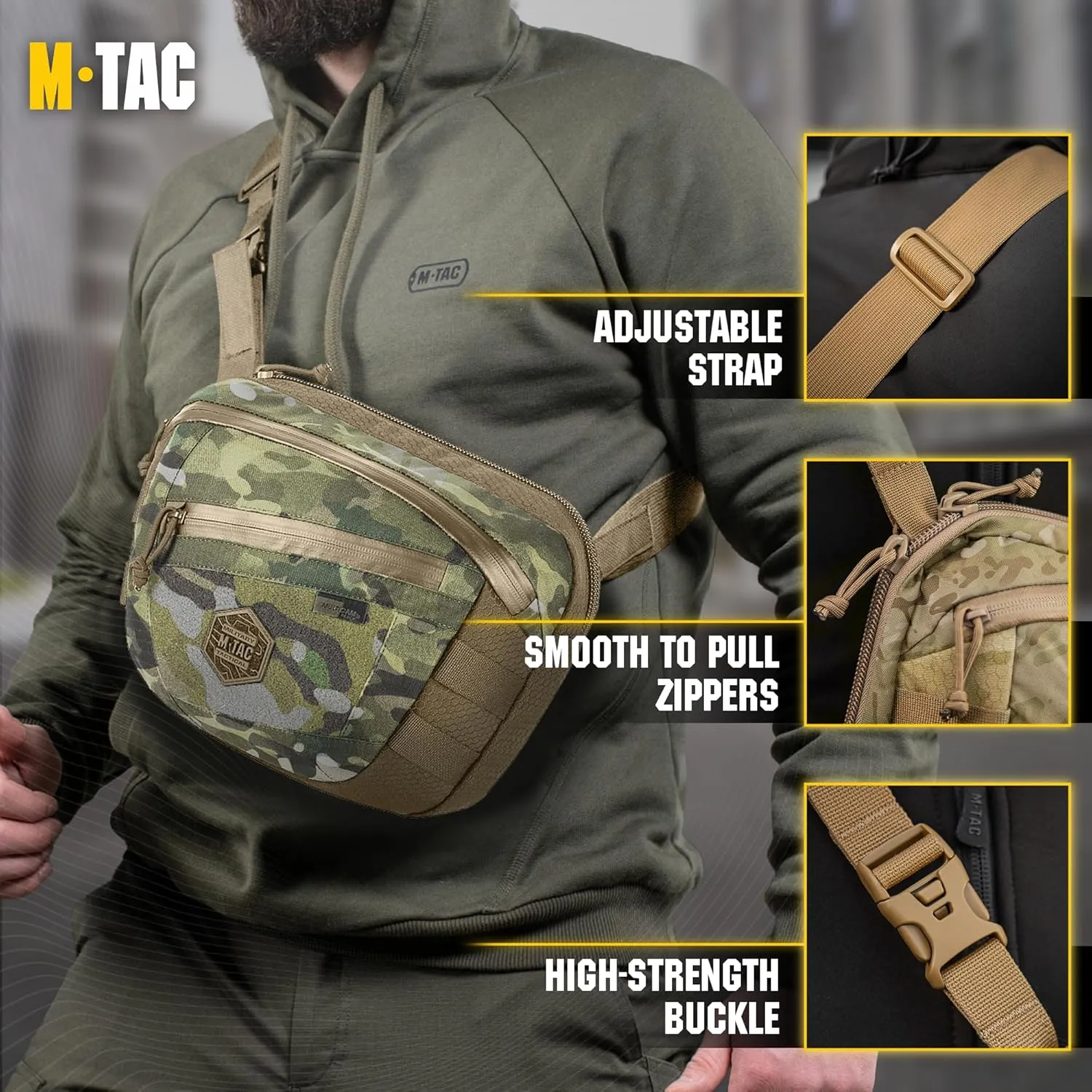 M-Tac Elite Sphaera Large Bag Gen 2 -Tactical Shoulder Bag - Conceal Carry Chest Sling Pack CCW Bag