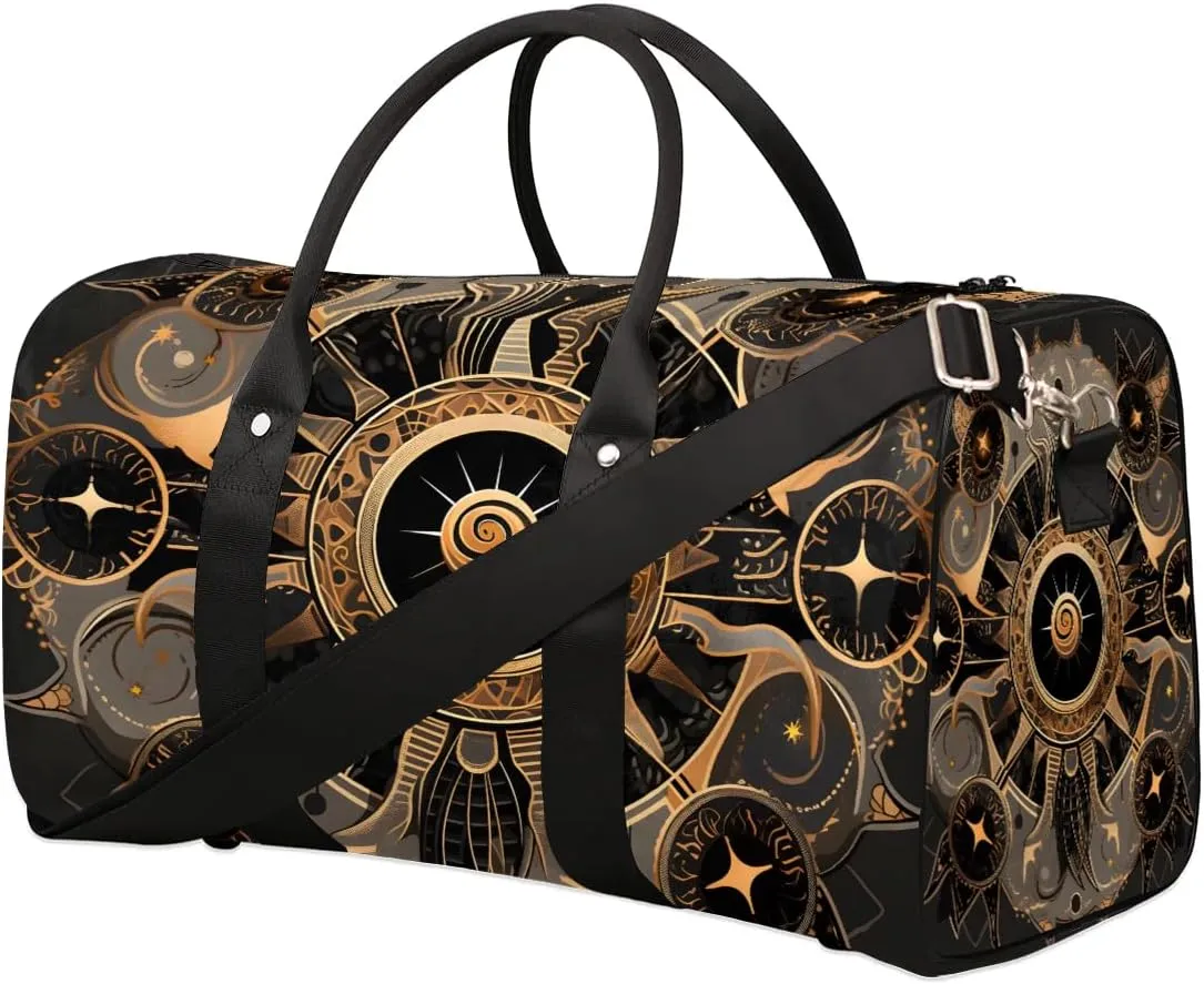 Magic Alchemy Ethnic Travel Duffel Bag for Women Men Waterproof Foldable Overnight Weekender Bag Large Capacity Sports Gym Bag