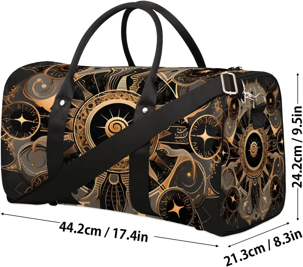 Magic Alchemy Ethnic Travel Duffel Bag for Women Men Waterproof Foldable Overnight Weekender Bag Large Capacity Sports Gym Bag