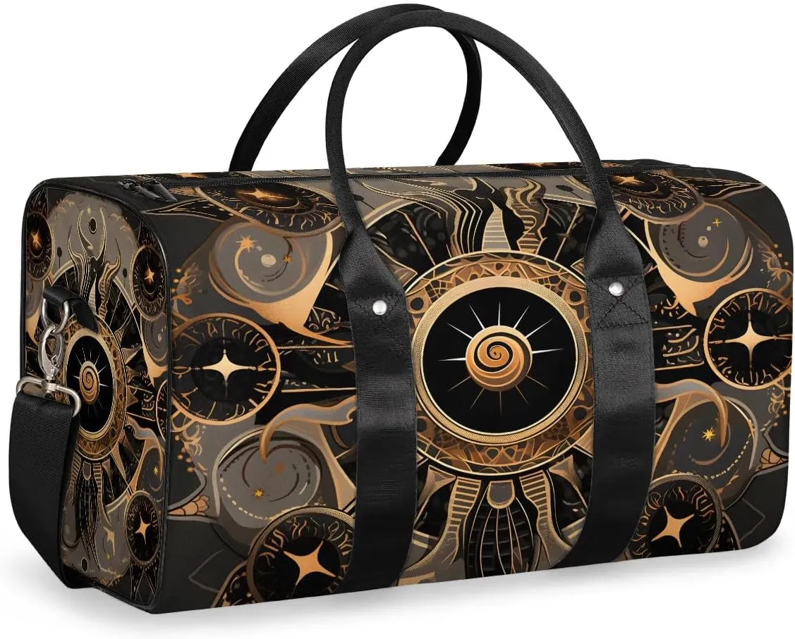 Magic Alchemy Ethnic Travel Duffel Bag for Women Men Waterproof Foldable Overnight Weekender Bag Large Capacity Sports Gym Bag