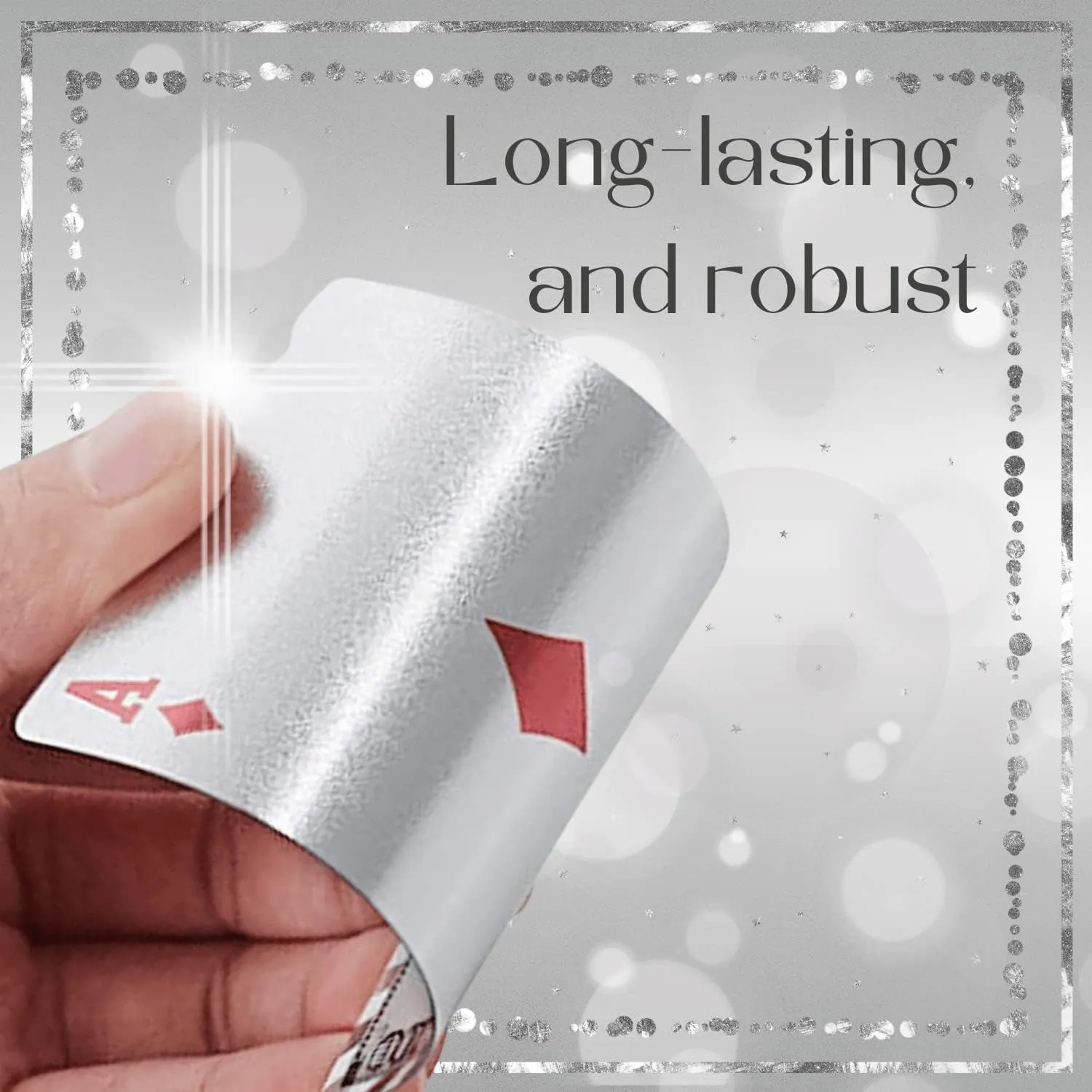 Magic Kiss Waterproof Gold and Silver Foil Poker Playing Cards, Deck of Plastic Playing Cards Gift (Silver 3 Decks)