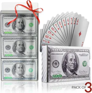 Magic Kiss Waterproof Gold and Silver Foil Poker Playing Cards, Deck of Plastic Playing Cards Gift (Silver 3 Decks)