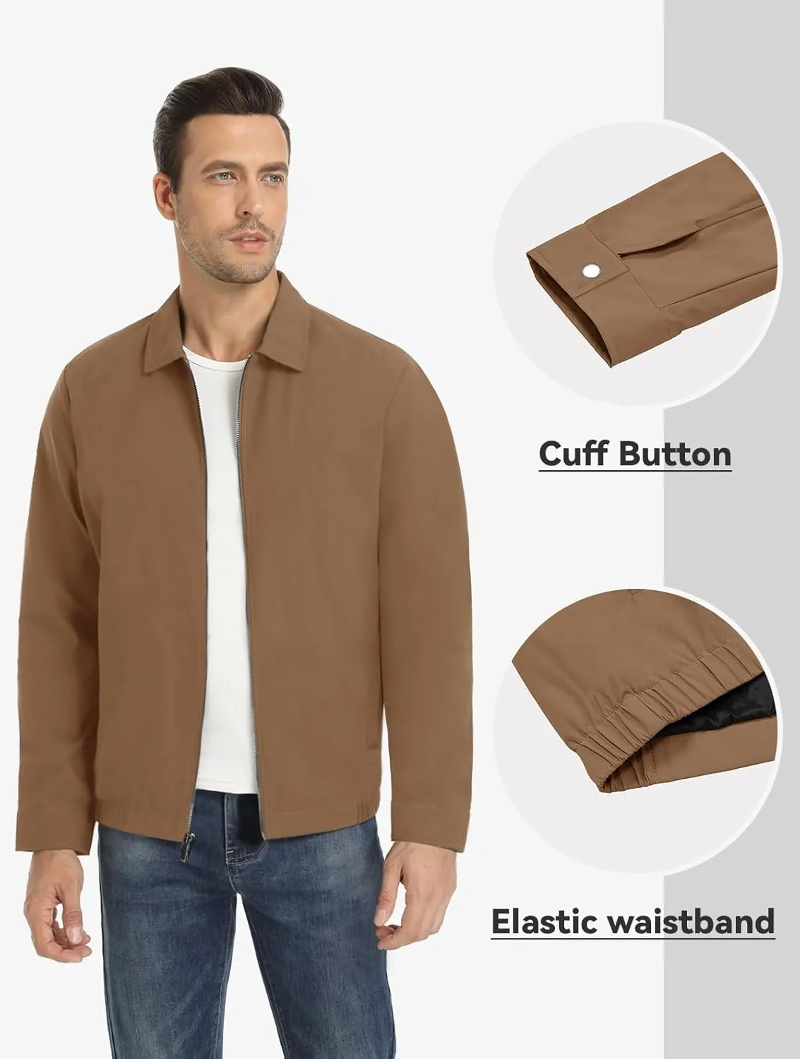 MAGNIVIT Men's Lightweight Jackets Light Windbreaker Full Zip Up Stylish Golf Coat Business Work Casual Dress