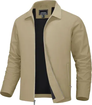 MAGNIVIT Men's Lightweight Jackets Light Windbreaker Full Zip Up Stylish Golf Coat Business Work Casual Dress