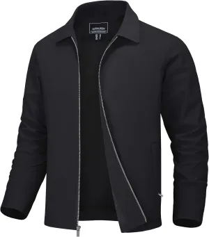 MAGNIVIT Men's Lightweight Jackets Light Windbreaker Full Zip Up Stylish Golf Coat Business Work Casual Dress