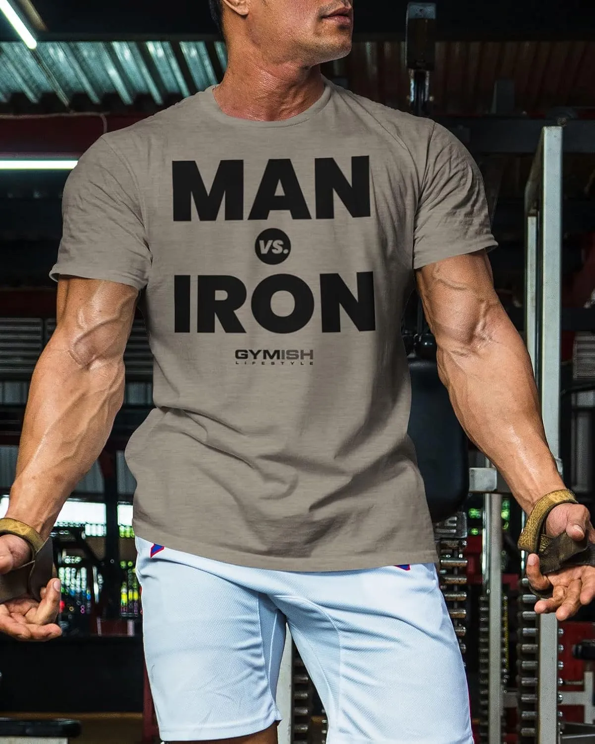 Man Vs Iron Weight Lifting Shirts for Men Workout Gym Shirts