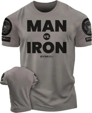 Man Vs Iron Weight Lifting Shirts for Men Workout Gym Shirts