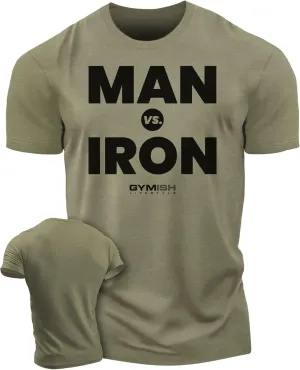 Man Vs Iron Weight Lifting Shirts for Men Workout Gym Shirts